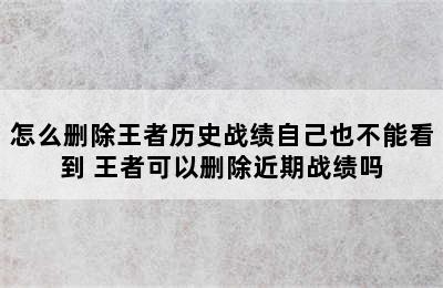 怎么删除王者历史战绩自己也不能看到 王者可以删除近期战绩吗